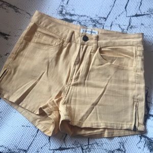 Yellow denim shorts